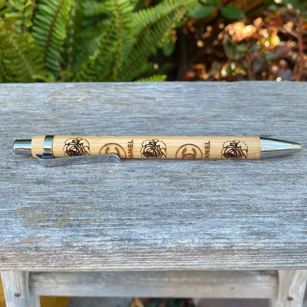 New Handmade Laser Engraved Pink Notebook/Daily Planner & Bamboo Pen Designer